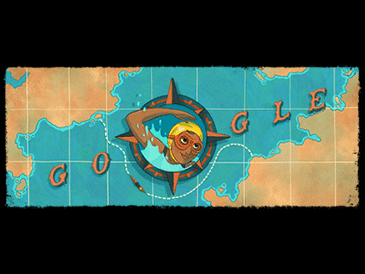 google doodle: Google Doodle remembering Aarti Saha, great female swimmer on English channel - google doodle celebrating 80th birthday of swimmer arati saha
